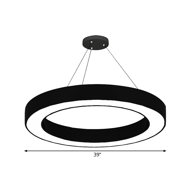 Kit de suspension LED circulaire Lampe de bureau minimaliste en acrylique noir, 16"/23,5"/47" de diamètre