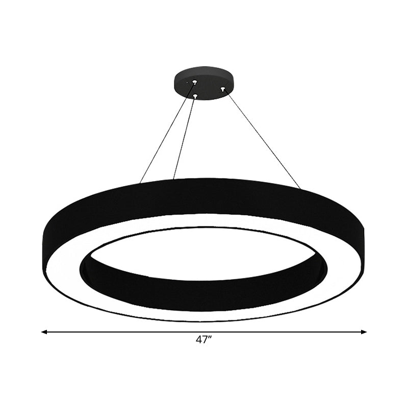 Kit de suspension LED circulaire Lampe de bureau minimaliste en acrylique noir, 16"/23,5"/47" de diamètre