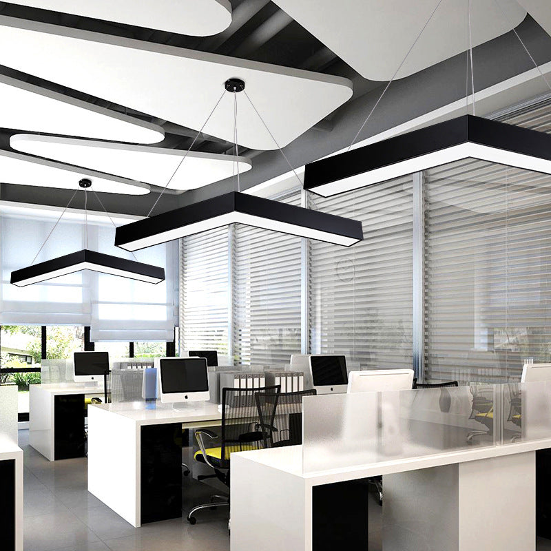 Modern V-Shaped Commercial Pendant LED Hanging Lamp, Minimalistic Metal Black/White, 23.5"/35.5"/47" Wide