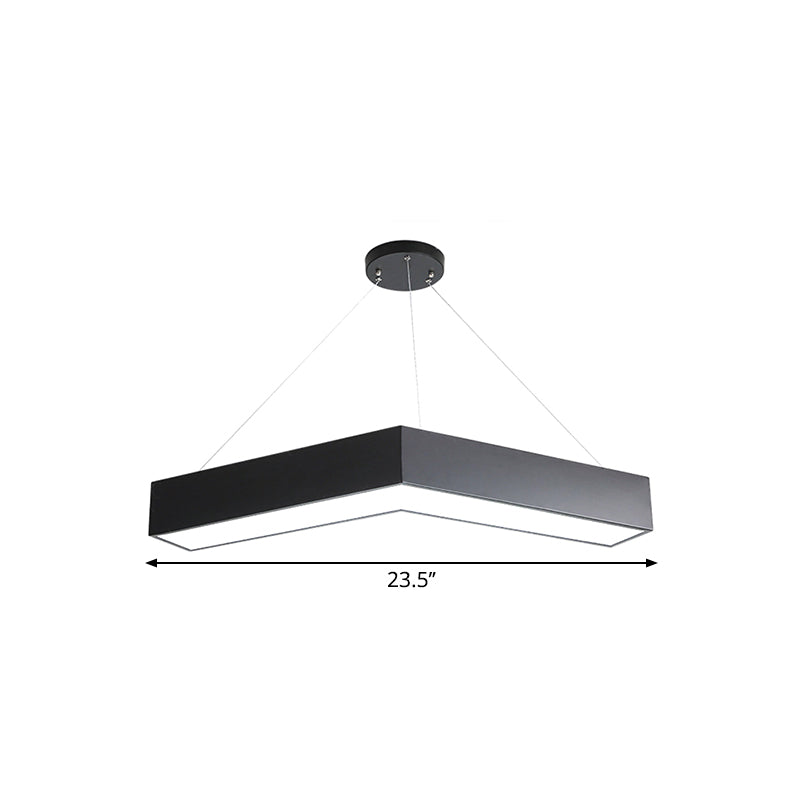 Modern V-Shaped Commercial Pendant LED Hanging Lamp, Minimalistic Metal Black/White, 23.5"/35.5"/47" Wide
