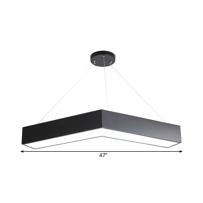 Modern V-Shaped Commercial Pendant LED Hanging Lamp, Minimalistic Metal Black/White, 23.5"/35.5"/47" Wide
