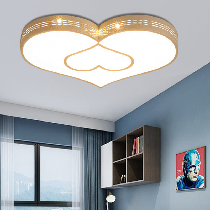 Stylish Two-Heart LED Ceiling Light: Eye-Caring Acrylic Flush Mount for Hallway