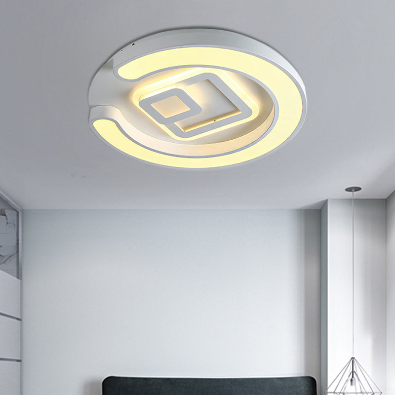 Plafonnier LED blanc moderne pour chambre à coucher, salle d'étude, avec luminaire rond en acrylique