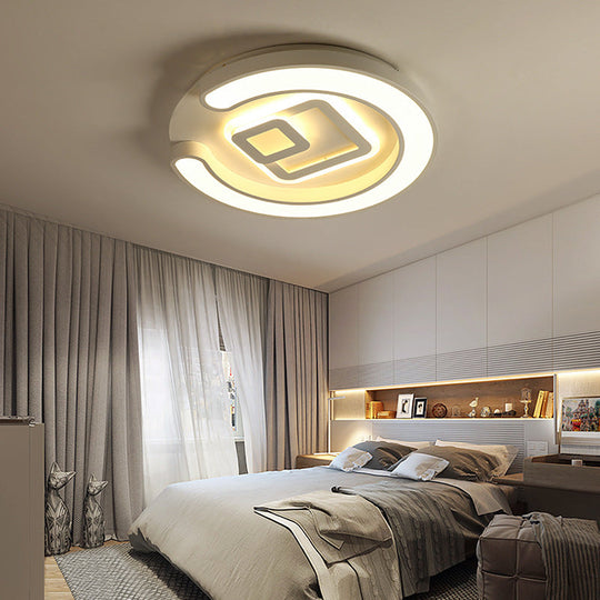 Plafonnier LED blanc moderne pour chambre à coucher, salle d'étude, avec luminaire rond en acrylique