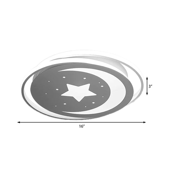 White Moon And Star Led Ceiling Lamp For Kids Bedroom - Child-Friendly Acrylic-Metal Flush Mount