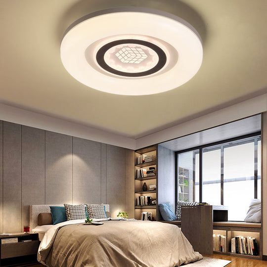 Modern White Flush Ceiling Light With Led And Acrylic For Corridor Bedroom / A