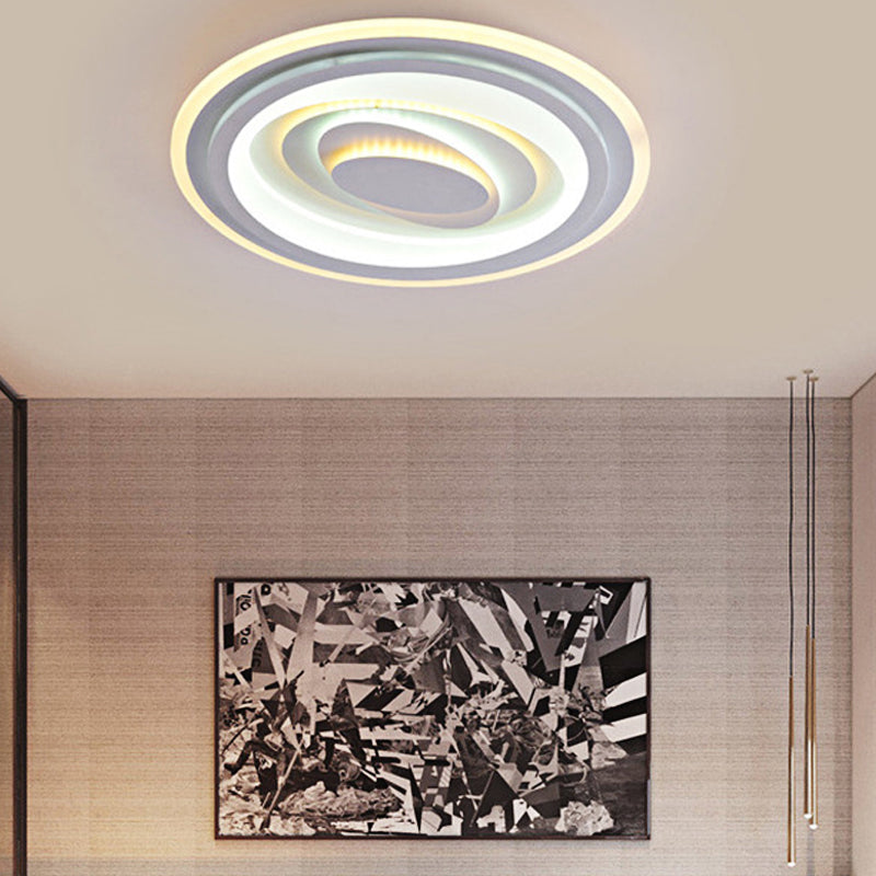 White Acrylic LED Ceiling Lamp for Living Room & Bedroom
