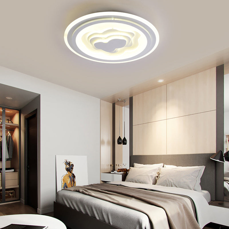 White Acrylic LED Ceiling Lamp for Living Room & Bedroom