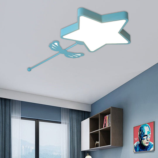 Star Acrylic Ceiling Light for Modern Kid's Bedroom - Flush Mount Fixture