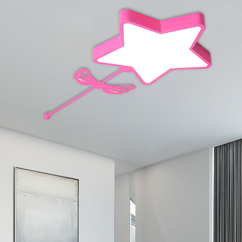 Star Acrylic Ceiling Light for Modern Kid's Bedroom - Flush Mount Fixture