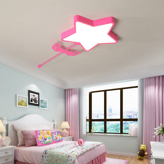 Star Acrylic Ceiling Light for Modern Kid's Bedroom - Flush Mount Fixture