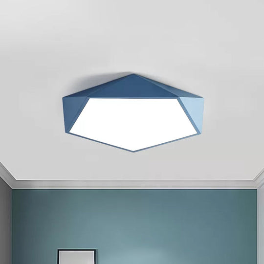 Children's Pentagon Flushmount LED Ceiling Light Fixture in Red/Yellow/Blue Acrylic