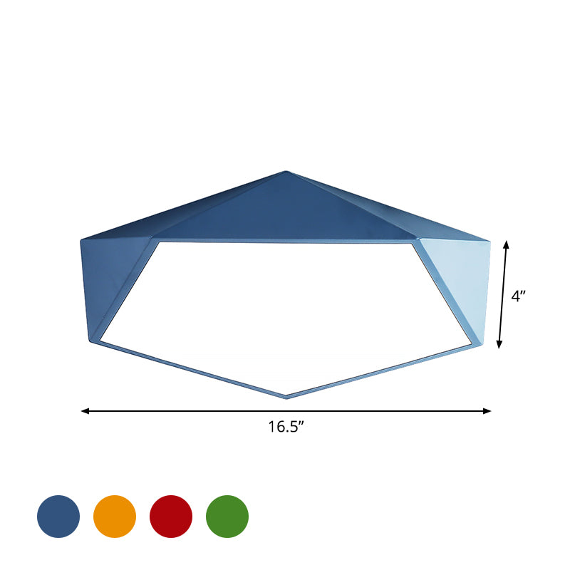 Children's Pentagon Flushmount LED Ceiling Light Fixture in Red/Yellow/Blue Acrylic