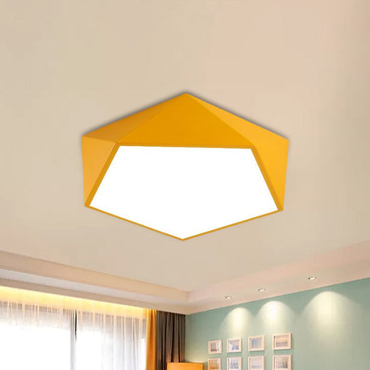 Children's Pentagon Flushmount LED Ceiling Light Fixture in Red/Yellow/Blue Acrylic