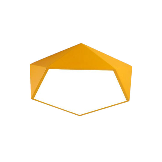 Children's Pentagon Flushmount LED Ceiling Light Fixture in Red/Yellow/Blue Acrylic