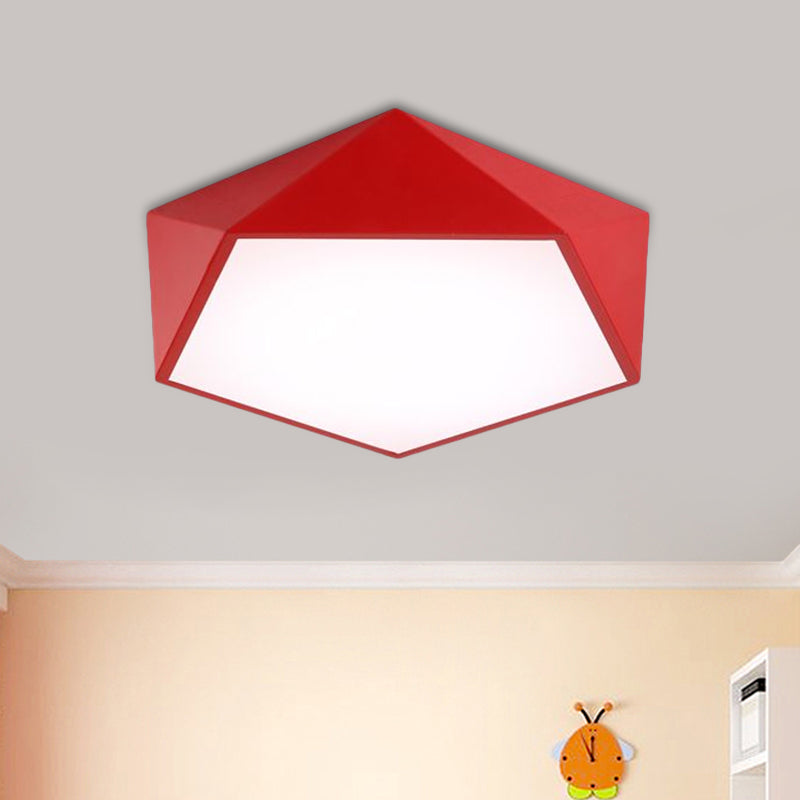Children's Pentagon Flushmount LED Ceiling Light Fixture in Red/Yellow/Blue Acrylic