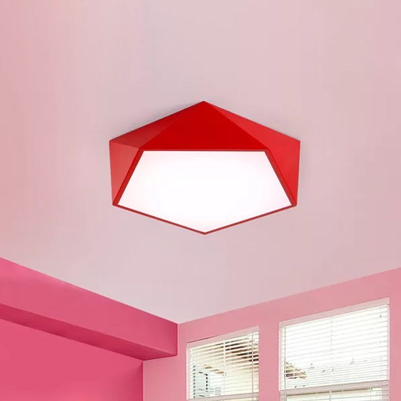 Children's Pentagon Flushmount LED Ceiling Light Fixture in Red/Yellow/Blue Acrylic