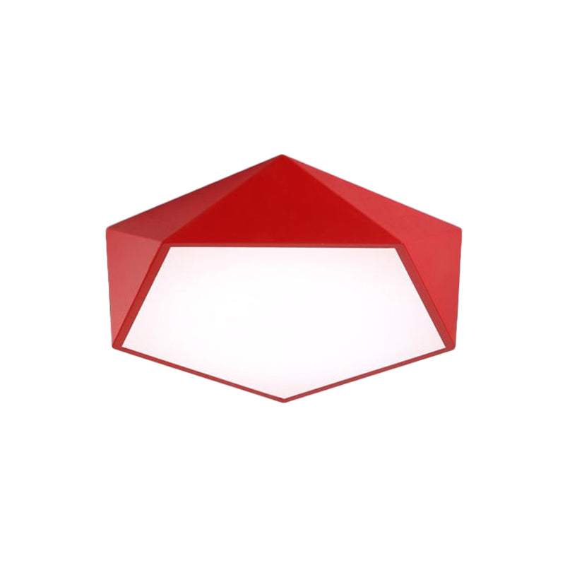 Children's Pentagon Flushmount LED Ceiling Light Fixture in Red/Yellow/Blue Acrylic