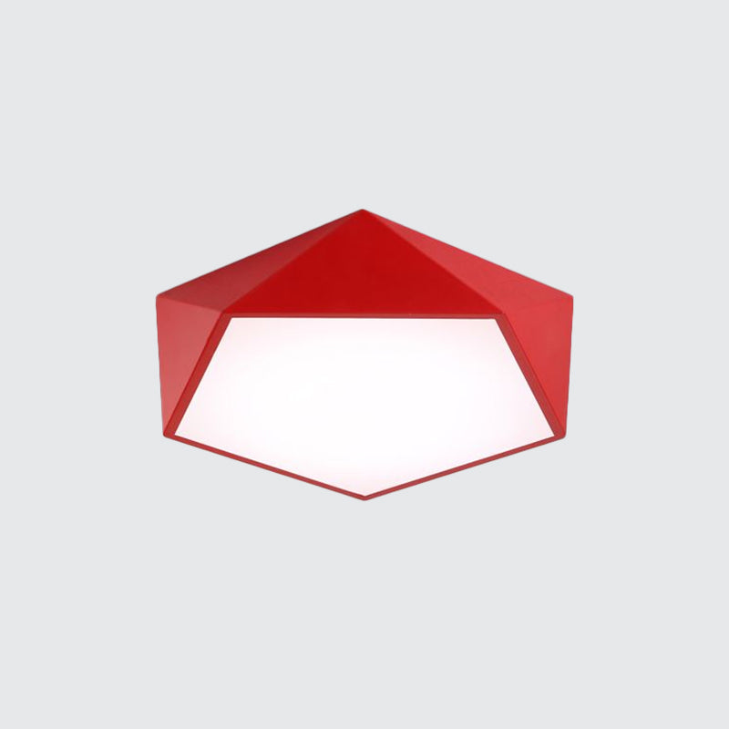 Children's Pentagon Flushmount LED Ceiling Light Fixture in Red/Yellow/Blue Acrylic