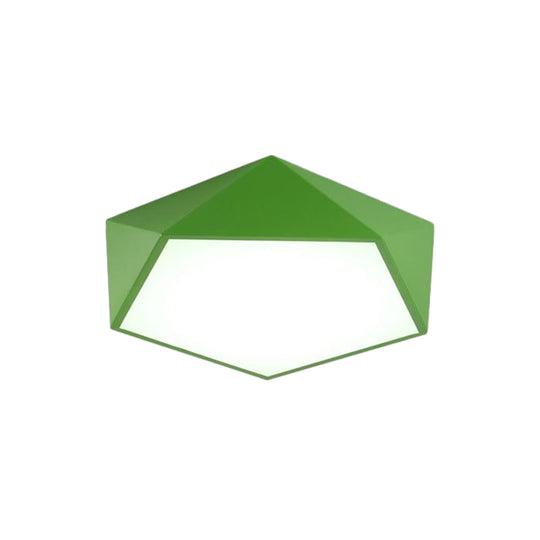 Children's Pentagon Flushmount LED Ceiling Light Fixture in Red/Yellow/Blue Acrylic