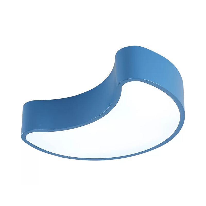 Semi-Moon Led Acrylic Flush Mount Ceiling Fixture For Kids Leisure Area - White/Red/Yellow Lighting