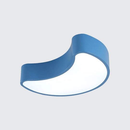 Semi-Moon LED Acrylic Flush Mount Ceiling Fixture for Kids' Leisure Area - White/Red/Yellow Lighting