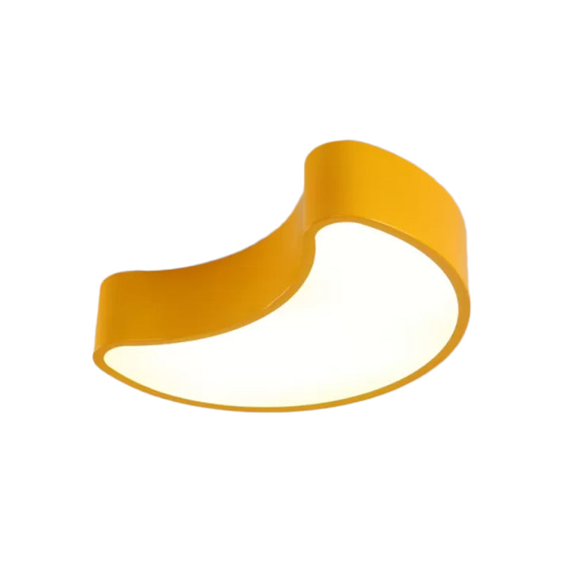 Semi-Moon Led Acrylic Flush Mount Ceiling Fixture For Kids Leisure Area - White/Red/Yellow Lighting