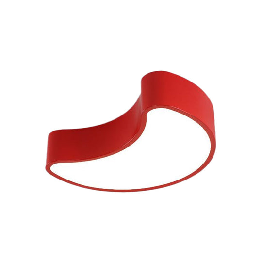 Semi-Moon LED Acrylic Flush Mount Ceiling Fixture for Kids' Leisure Area - White/Red/Yellow Lighting