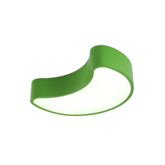 Semi-Moon Led Acrylic Flush Mount Ceiling Fixture For Kids Leisure Area - White/Red/Yellow Lighting