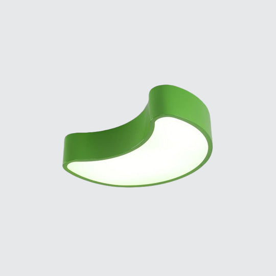 Semi-Moon LED Acrylic Flush Mount Ceiling Fixture for Kids' Leisure Area - White/Red/Yellow Lighting