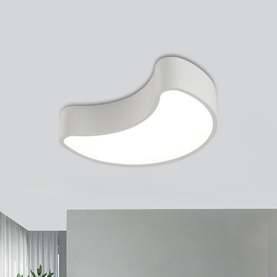 Semi-Moon LED Acrylic Flush Mount Ceiling Fixture for Kids' Leisure Area - White/Red/Yellow Lighting