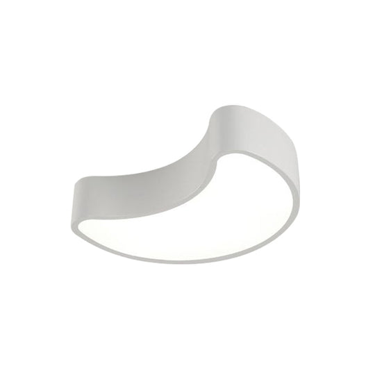 Semi-Moon Led Acrylic Flush Mount Ceiling Fixture For Kids Leisure Area - White/Red/Yellow Lighting