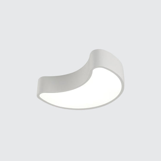 Semi-Moon Led Acrylic Flush Mount Ceiling Fixture For Kids Leisure Area - White/Red/Yellow Lighting