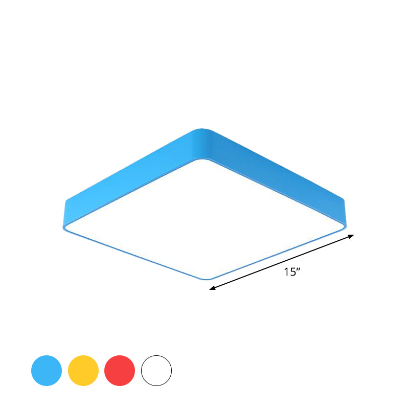 Luminaire LED carré pour enfants en acrylique blanc/rouge/jaune - Lumière chaude/blanche