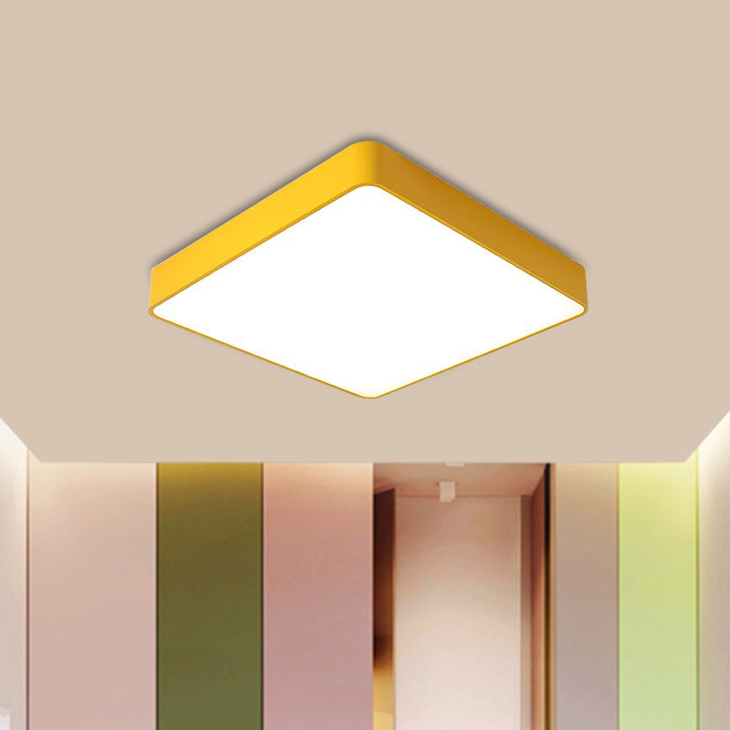 Luminaire LED carré pour enfants en acrylique blanc/rouge/jaune - Lumière chaude/blanche