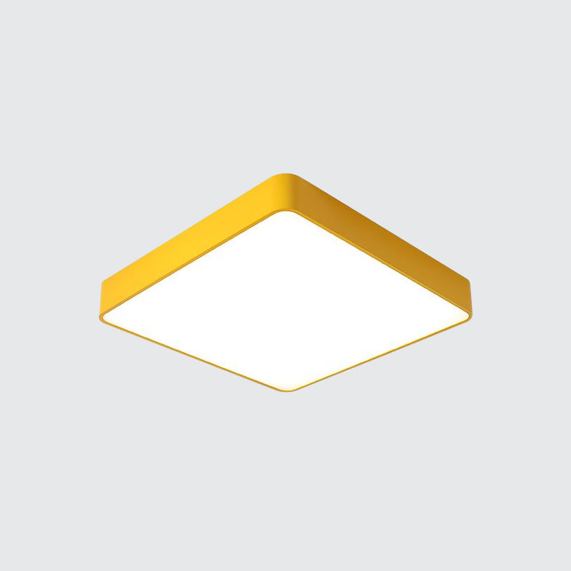 Luminaire LED carré pour enfants en acrylique blanc/rouge/jaune - Lumière chaude/blanche