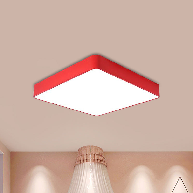 Luminaire LED carré pour enfants en acrylique blanc/rouge/jaune - Lumière chaude/blanche