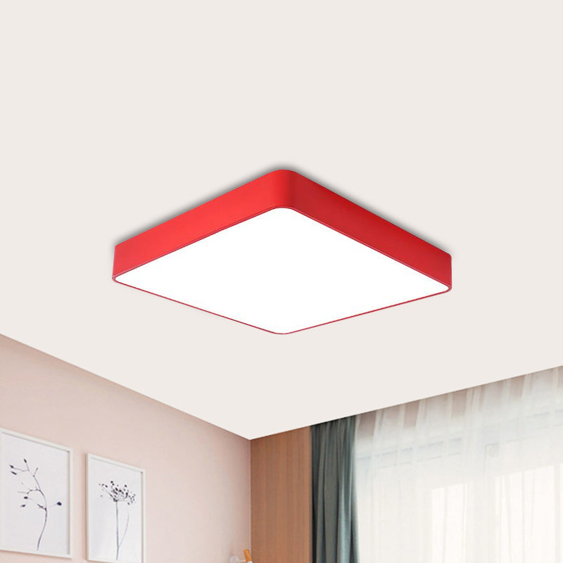 Luminaire LED carré pour enfants en acrylique blanc/rouge/jaune - Lumière chaude/blanche