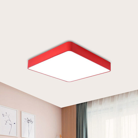 Luminaire LED carré pour enfants en acrylique blanc/rouge/jaune - Lumière chaude/blanche