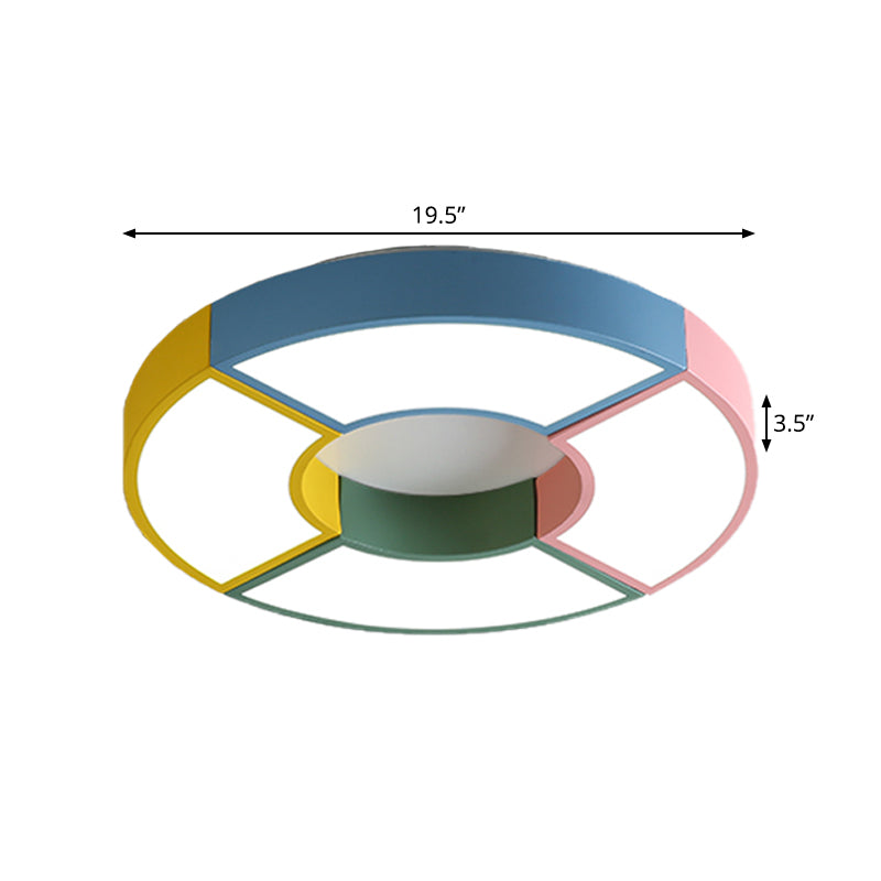 Modern Circular Acrylic Flushmount Ceiling Light With Creative Pink-Yellow Led