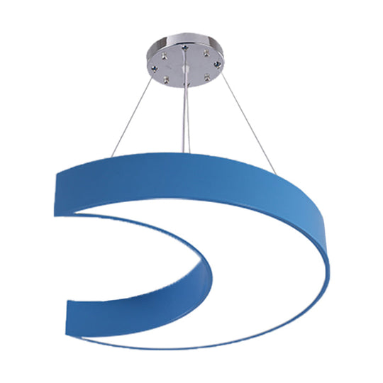 Led Corridor Ceiling Chandelier In Creative Yellow/Blue With Crescent Acrylic Shade