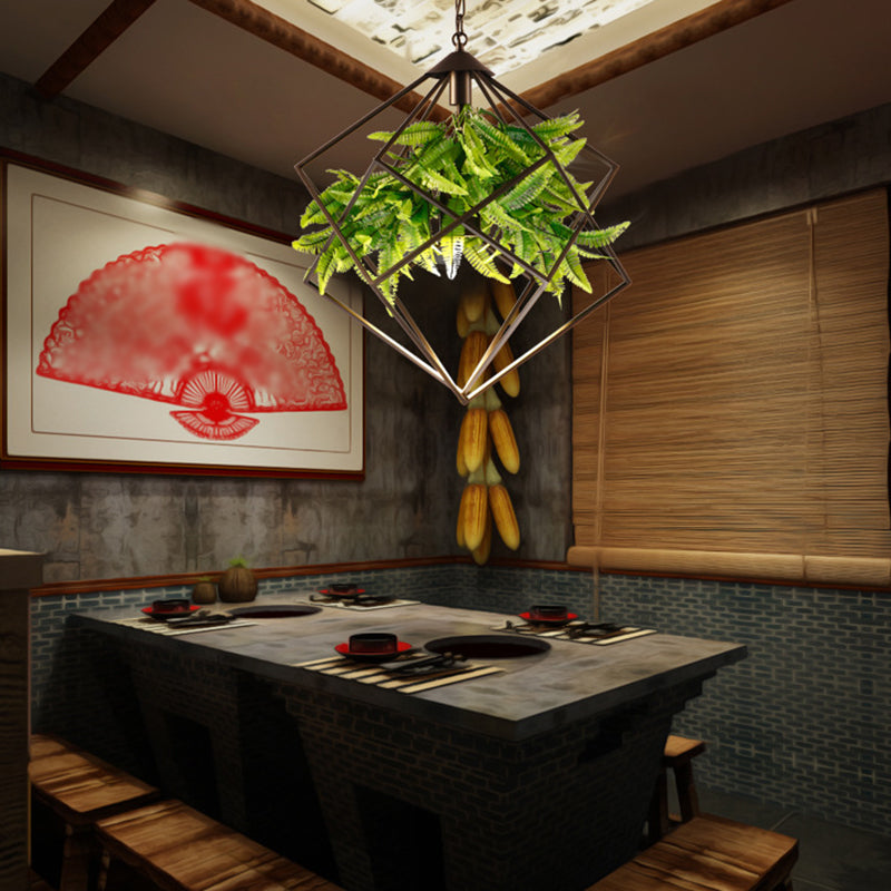 Suspension en forme de cage en fer Black Diamond - Plante de salon de thé de ferme, 1 tête - 16,5"/19"/21,5" L