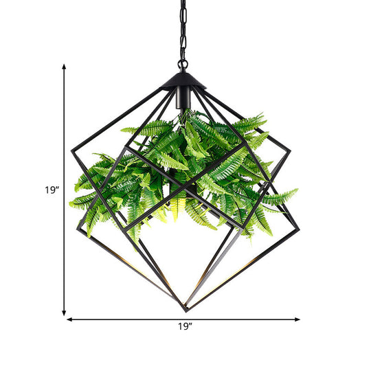 Suspension en forme de cage en fer Black Diamond - Plante de salon de thé de ferme, 1 tête - 16,5"/19"/21,5" L