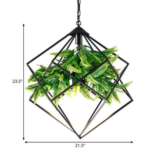 Suspension en forme de cage en fer Black Diamond - Plante de salon de thé de ferme, 1 tête - 16,5"/19"/21,5" L