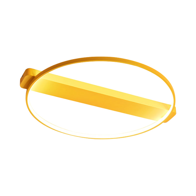 Plafonnier LED Macaron jaune/rose/gris pour enfants de 18"/22" avec cadre rond en métal