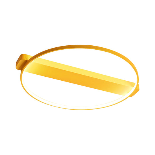 Plafonnier LED Macaron jaune/rose/gris pour enfants de 18"/22" avec cadre rond en métal