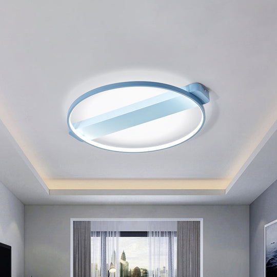 Plafonnier LED Macaron jaune/rose/gris pour enfants de 18"/22" avec cadre rond en métal