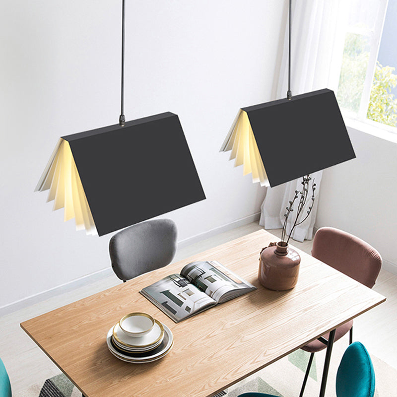 Cafe Pendant Lamp - Book Design Metal Construction Single-Bulb Macaron Ceiling Hang Light In