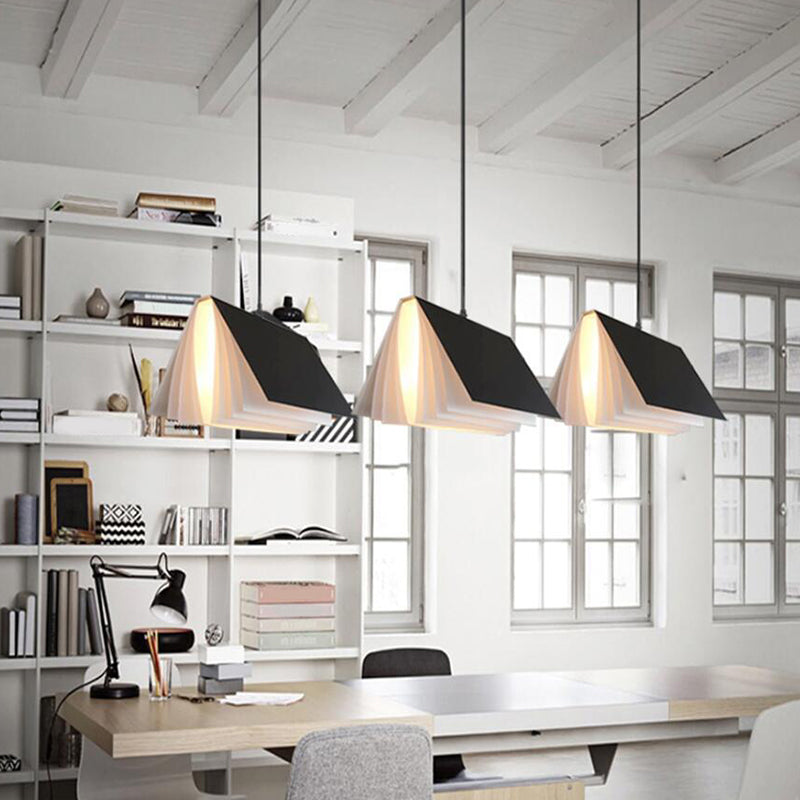Cafe Pendant Lamp - Book Design Metal Construction Single-Bulb Macaron Ceiling Hang Light In