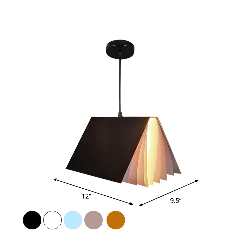 Cafe Pendant Lamp - Book Design Metal Construction Single-Bulb Macaron Ceiling Hang Light In